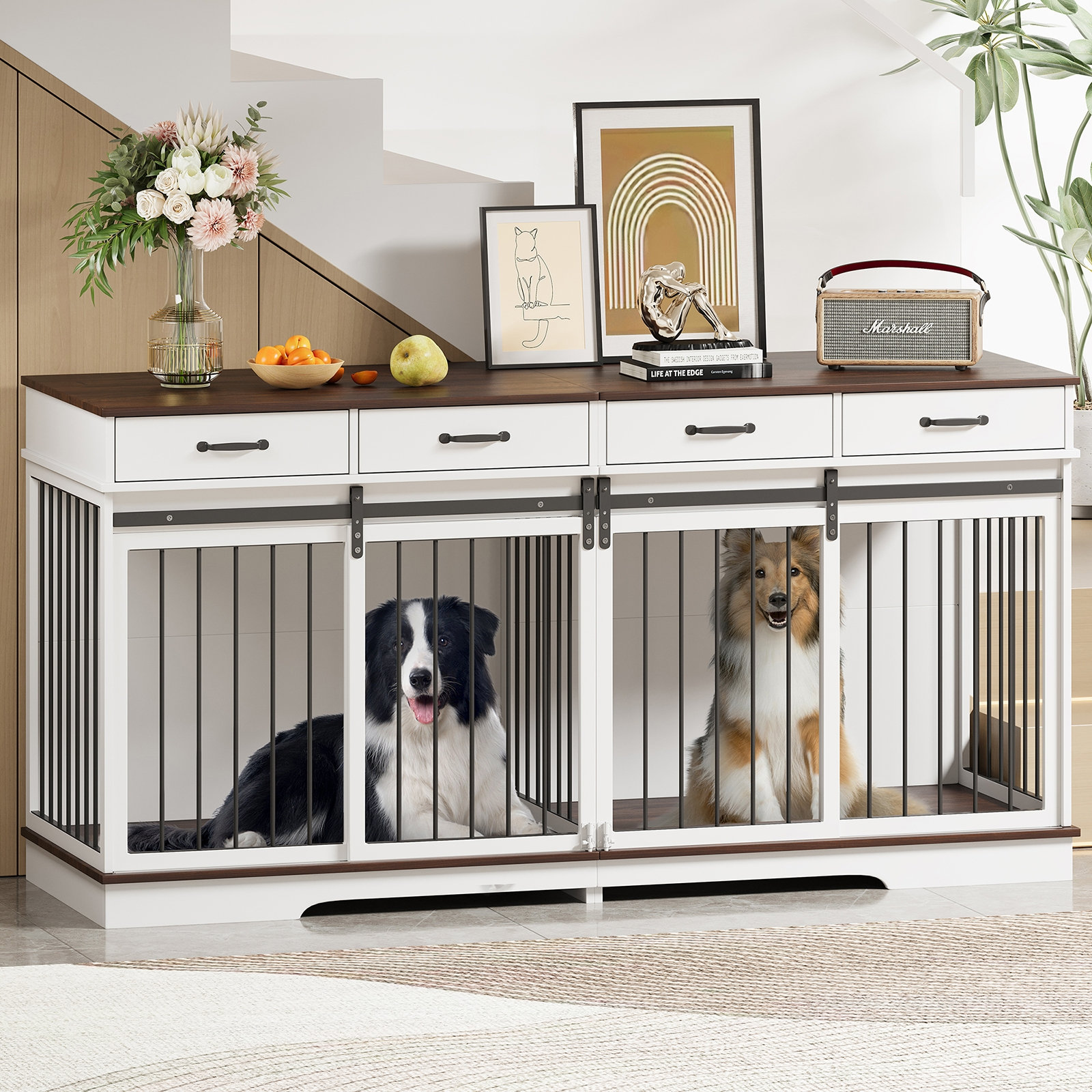 Tucker Murphy Pet™ 71"Extra Large Dog Crate Furniture,Steel Frame Dog ...
